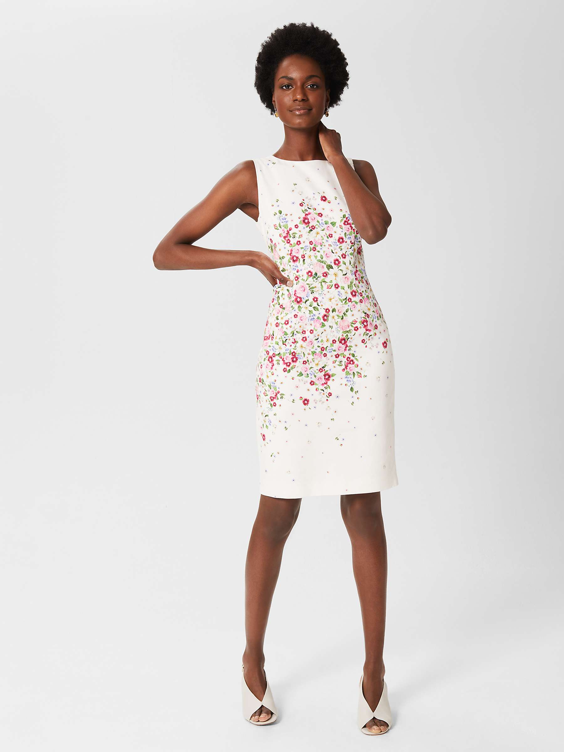 Buy Hobbs Fiona Placement Floral Print Shift Dress, Ivory/Multi Online at johnlewis.com
