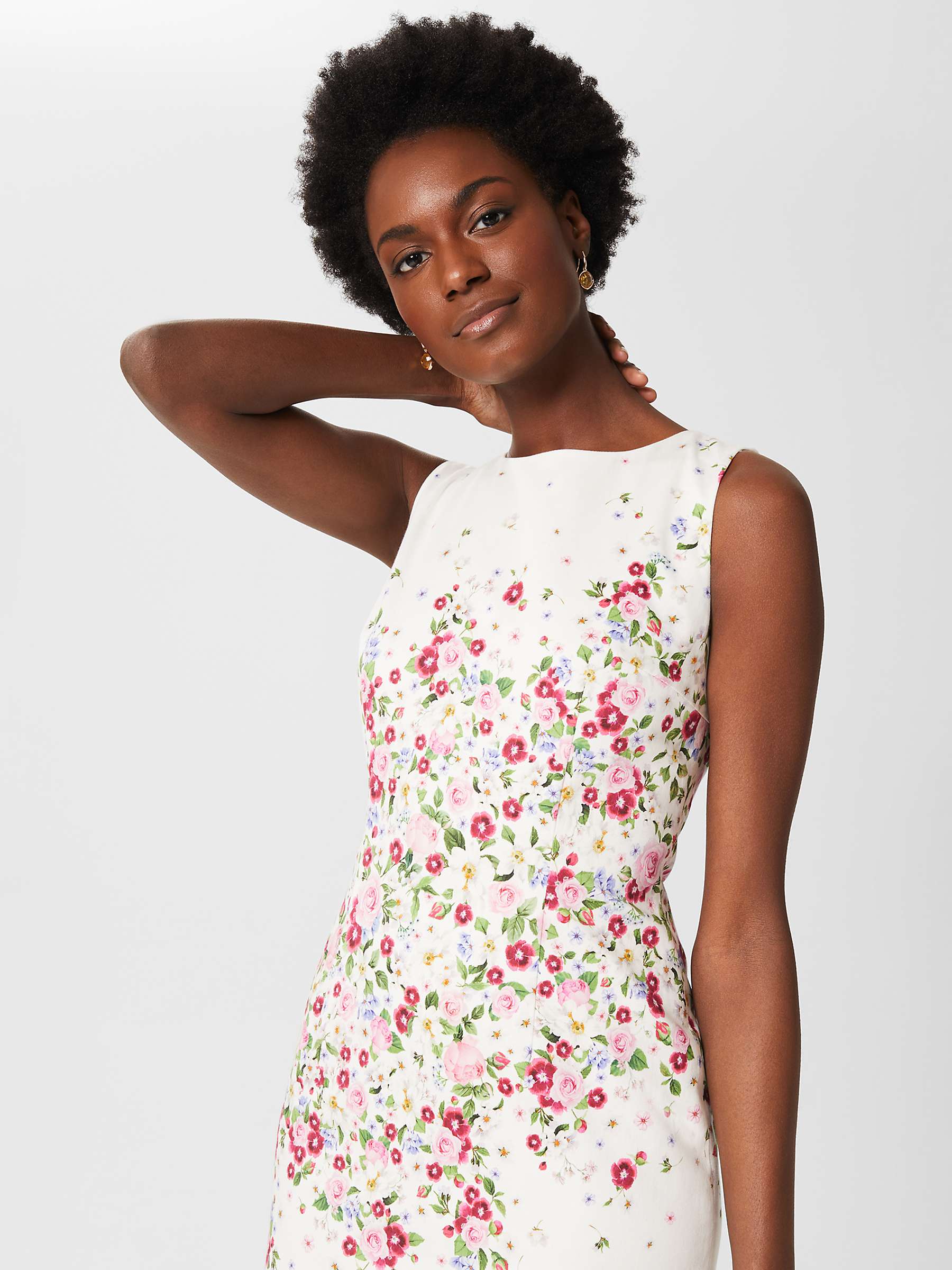 Buy Hobbs Fiona Placement Floral Print Shift Dress, Ivory/Multi Online at johnlewis.com