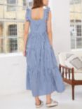Baukjen Katie Gingham Organic Cotton Maxi Dress, Blue/White, Blue/White