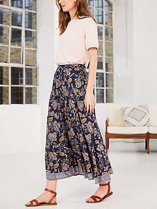 Baukjen Shalini Floral Maxi Skirt, Jacobean Indigo/Multi
