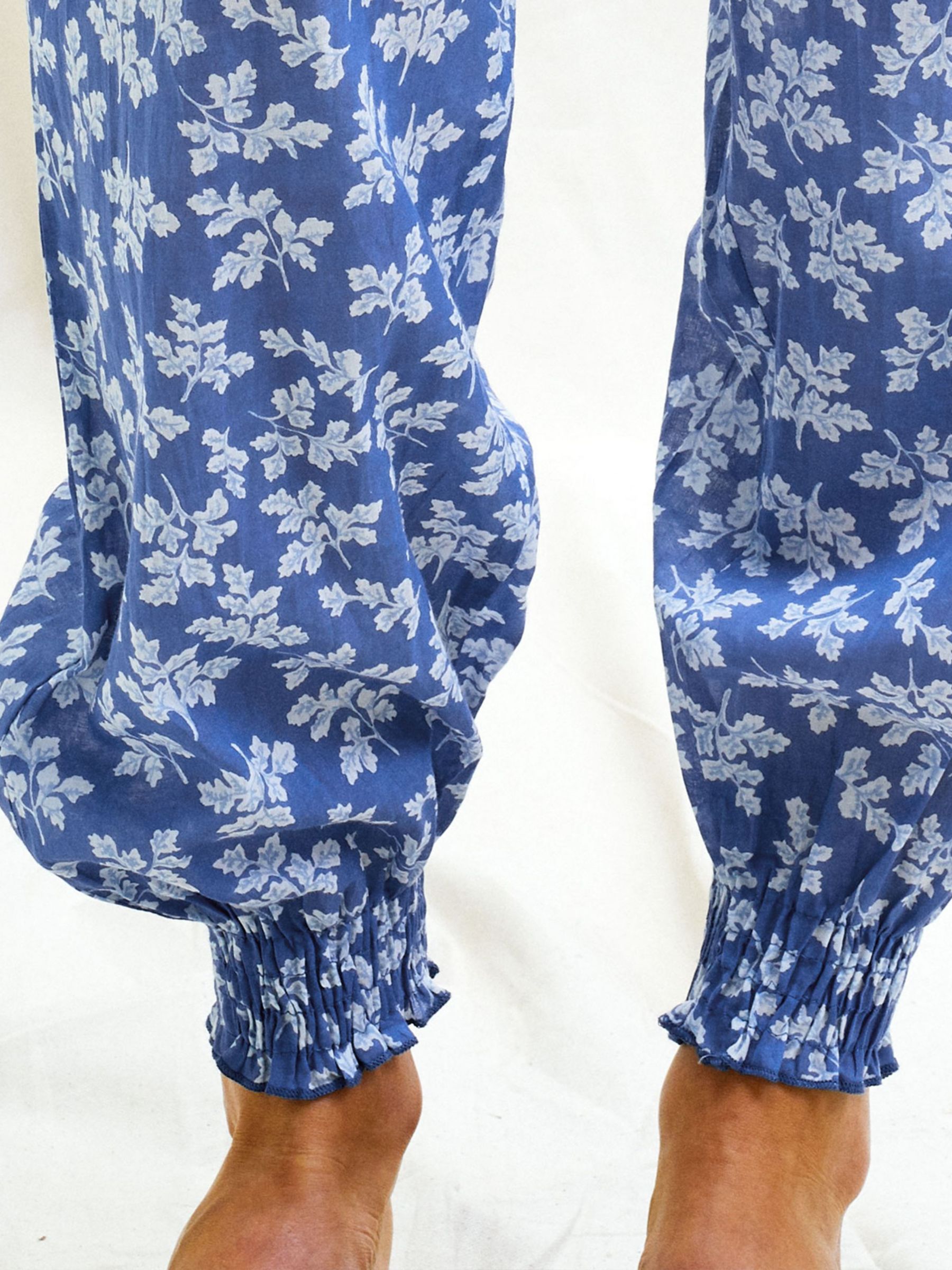 Aspiga Oak Leaf Print Organic Cotton Trousers Blue at John Lewis