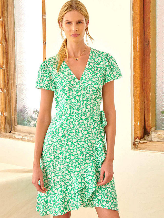 Aspiga Chelsea Floral Print Wrap Dress, Green at John Lewis & Partners