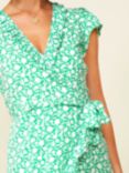 Aspiga Floral Short Sleeve Demi Wrap Dress, Flower Green