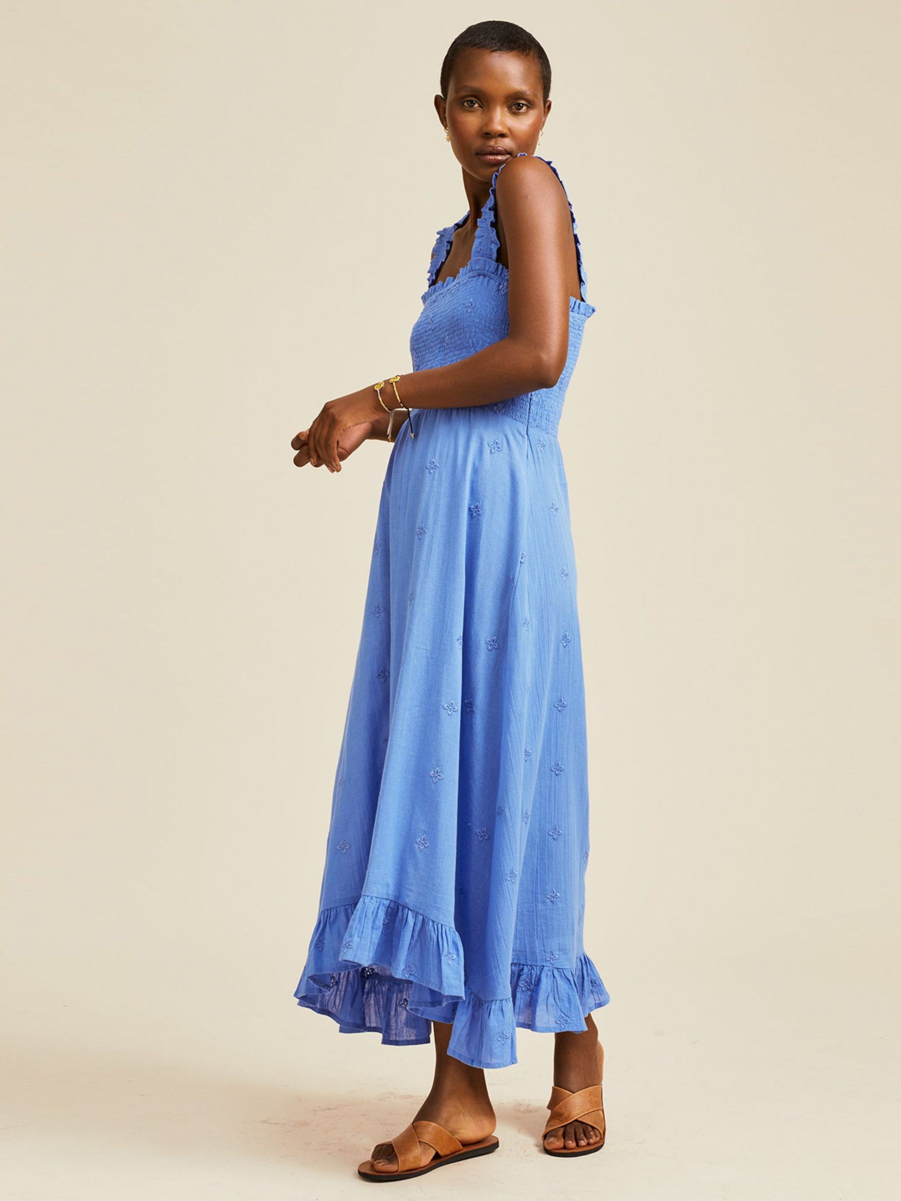 Aspiga Rhianna Cotton Embroidered Sleeveless Midi Dress, Marina Blue, XS