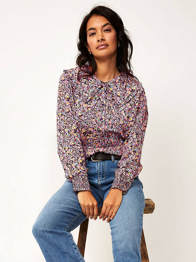 Aspiga Kendall Cotton Ditsy Floral Blouse, Sunset