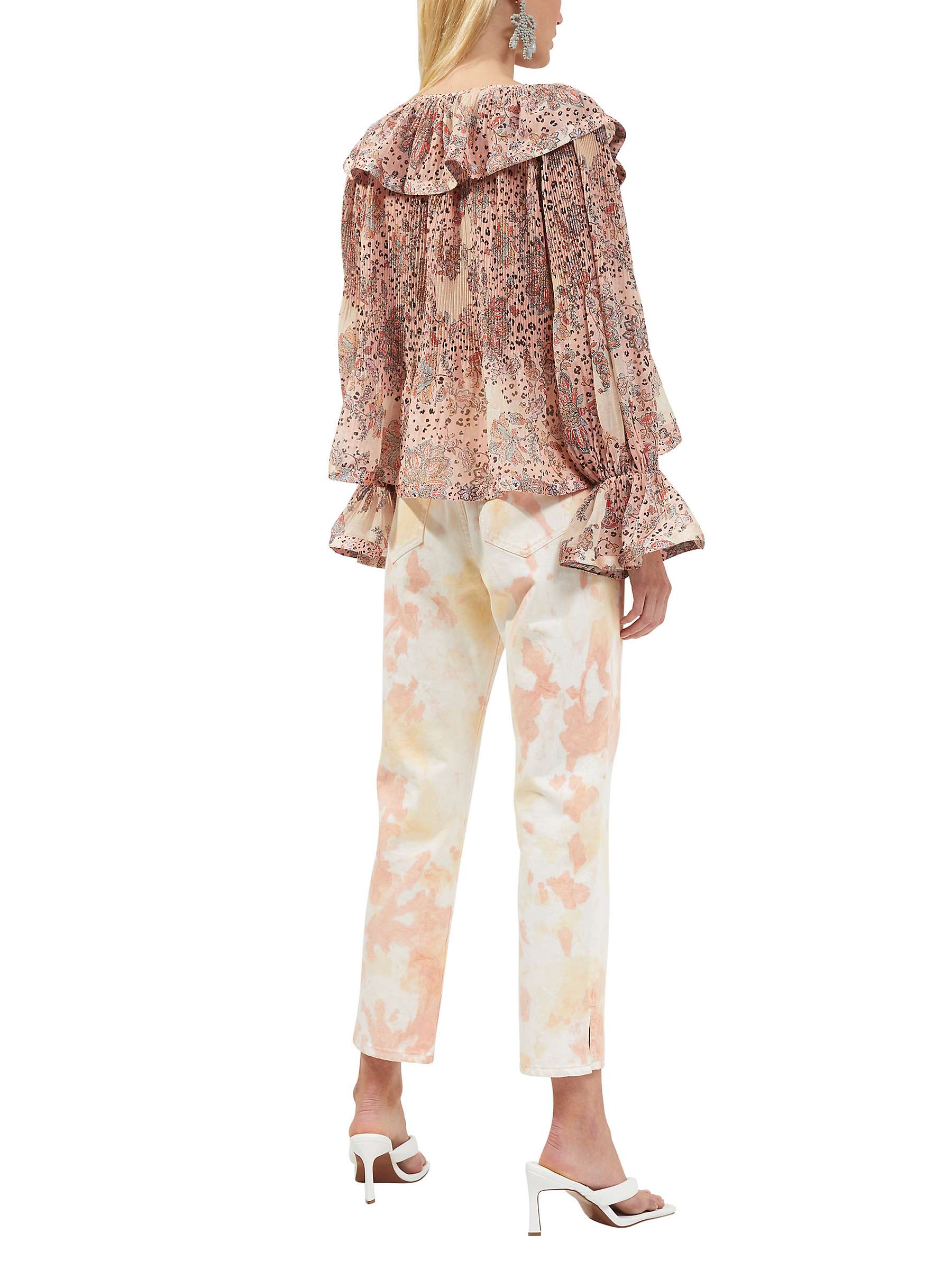 French Connection Demetra Animal Floral Print Pleated Blouse, Peach ...