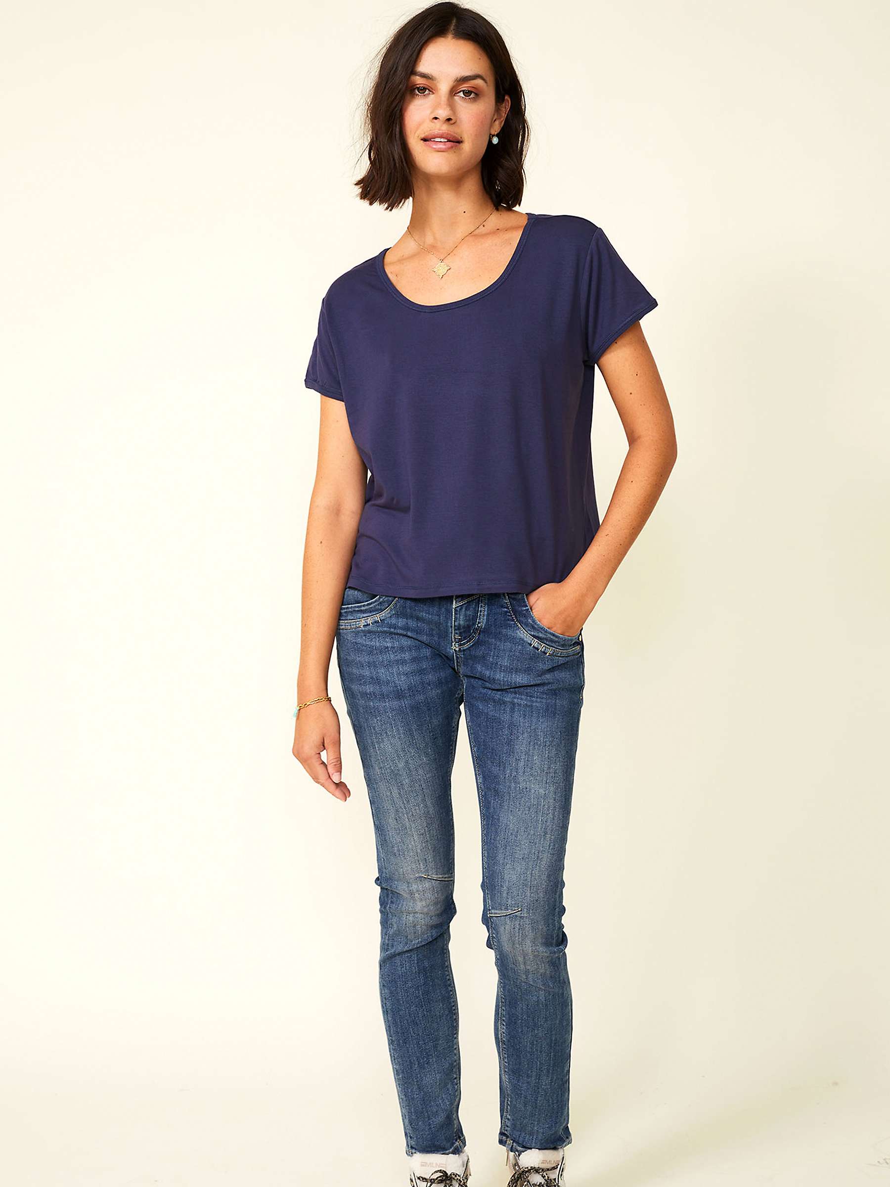 Buy Aspiga Relaxed Cotton T-Shirt, Navy Online at johnlewis.com