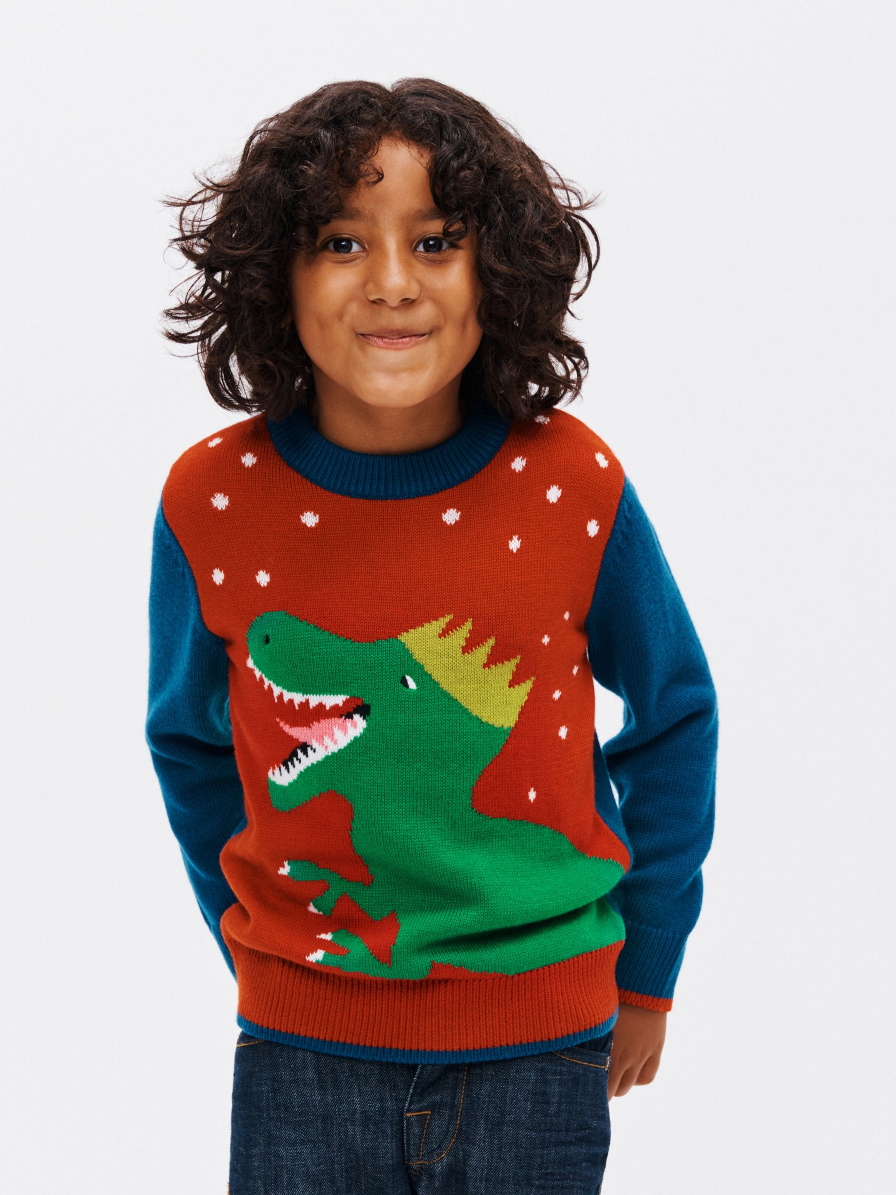 John Lewis Kids' Dinosaur Christmas Jumper, Multi