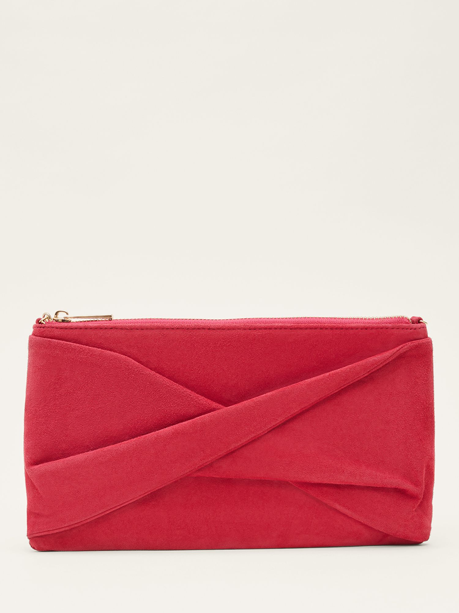 Phase Eight Suede Twist Detail Clutch, Lipstick at John Lewis & Partners