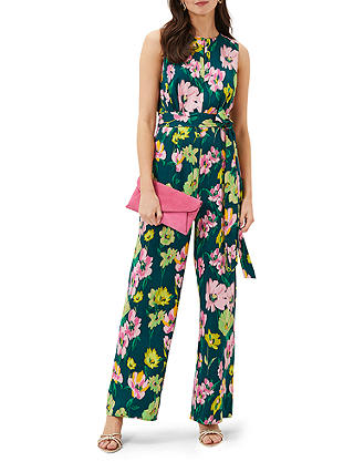 Phase Eight Effie Floral Jumpsuit, Teal/Multi