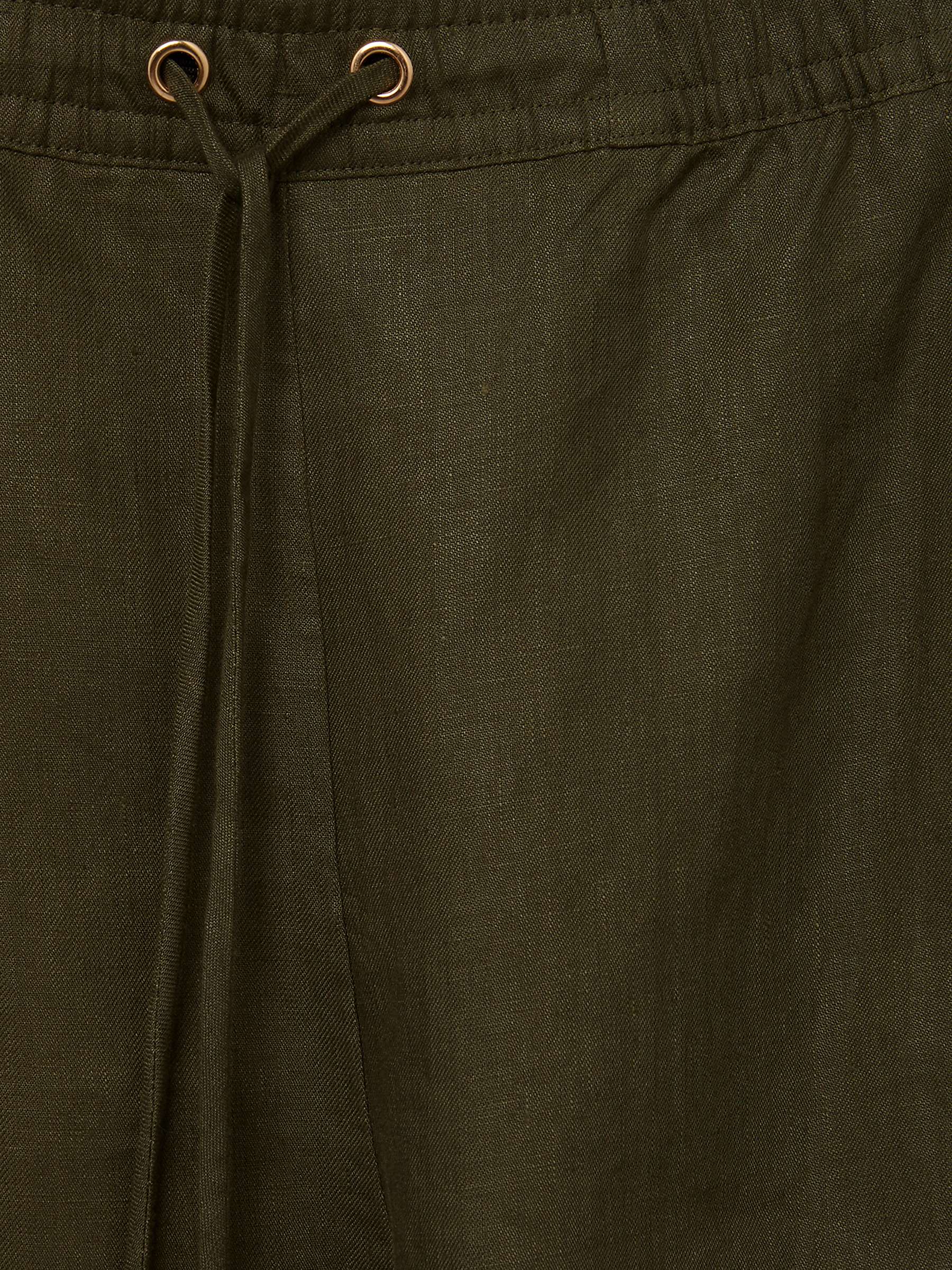 Phase Eight Drawstring Linen Trousers, Khaki at John Lewis & Partners