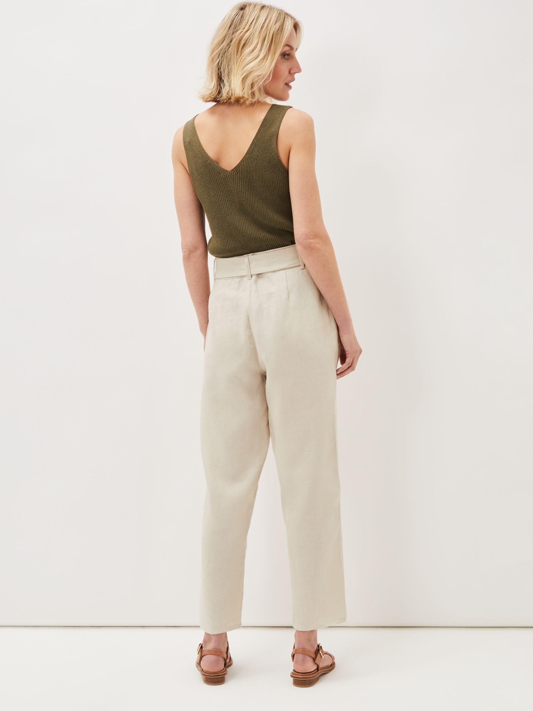 Boxy hazel linen tapered leg trousers