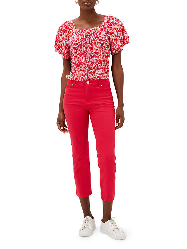 Phase Eight Ramona Cropped Straight Leg Jeans, Hot Pink