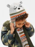 John Lewis Kids' Polar Bear Trapper Hat, Grey/Multi