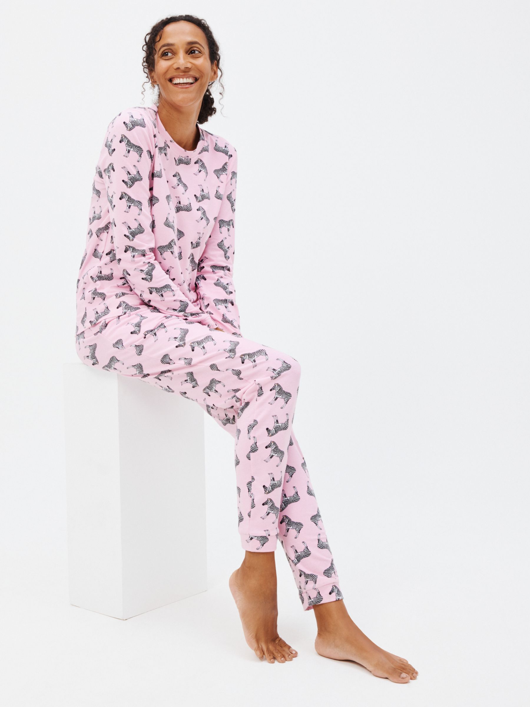 Their Nibs Zebras Jersey Pyjamas, Pink At John Lewis Partners