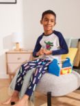 John Lewis ANYDAY Kids' Skateboard Crocodile Pyjama Set, Blue