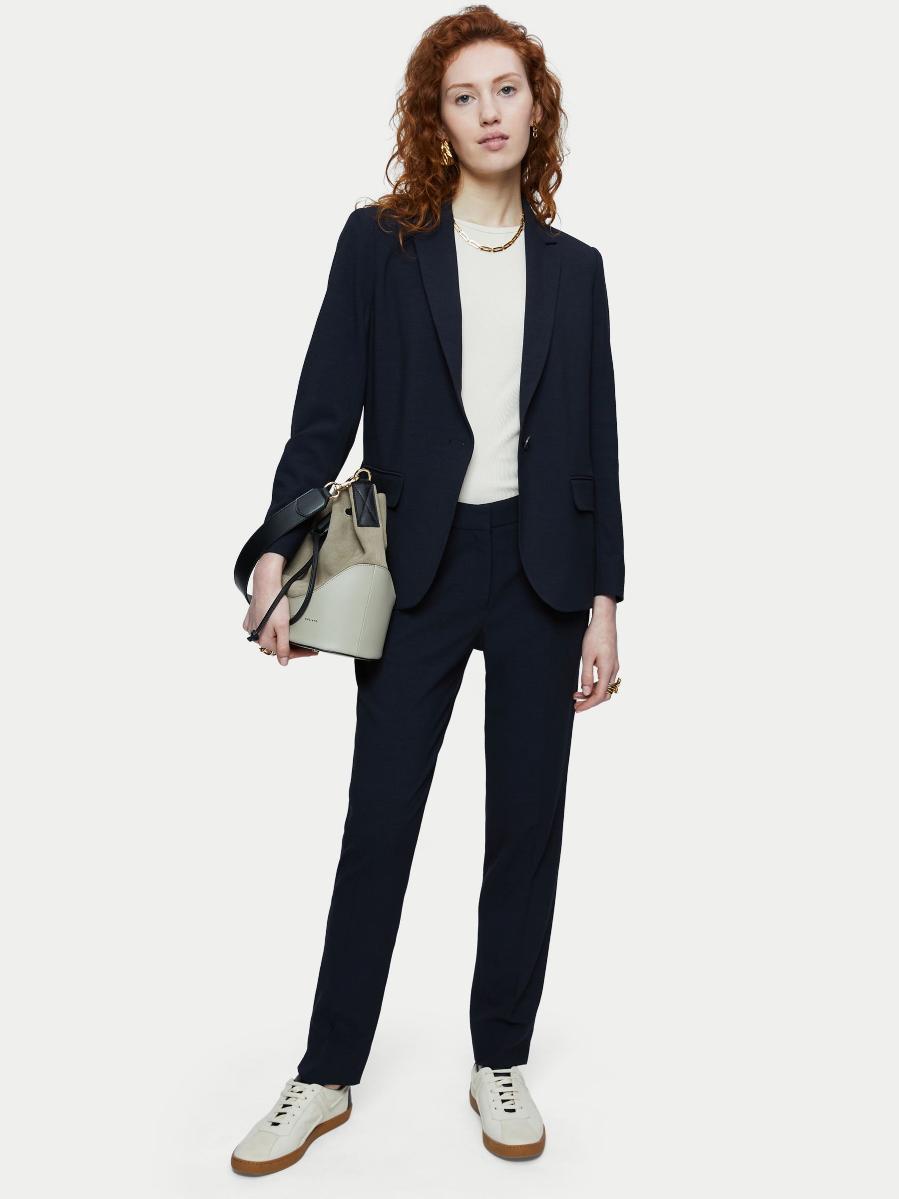 Jigsaw Crosshatch Brook Blazer, Navy at John Lewis & Partners