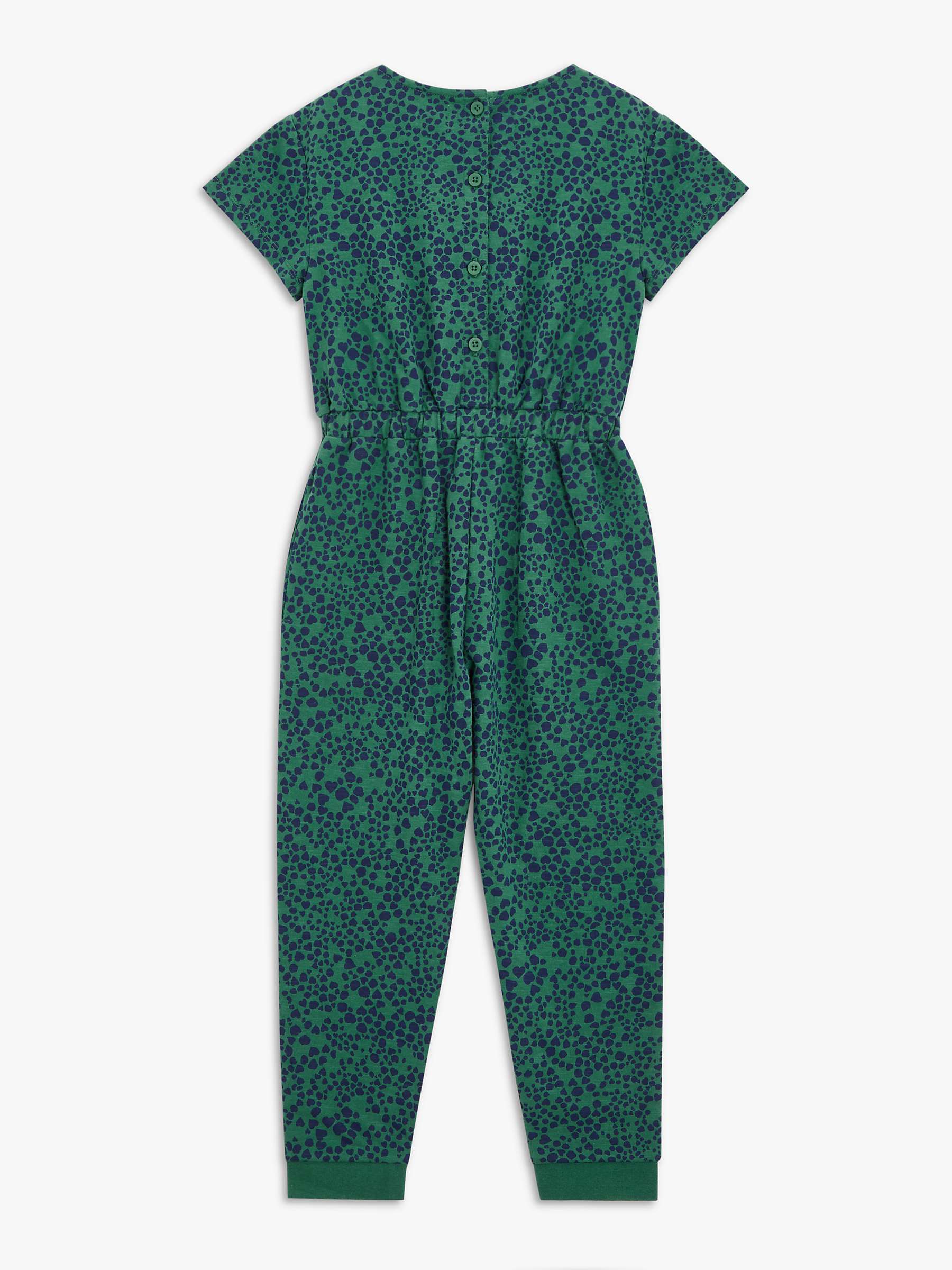 Buy John Lewis ANYDAY Kids' Abstract Heart Animal Print Jersey Jumpsuit, Green Online at johnlewis.com