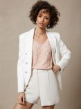 Mint Velvet Fitted Military Double Breasted Blazer, Ivory