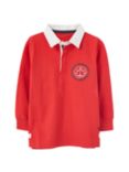 Crew Clothing Kids' Long Sleeve Rugby Shirt, Bright Red