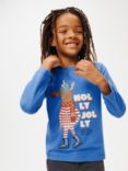 John Lewis Kids' Holly Jolly Reindeer Long Sleeve Jersey Top, Blue