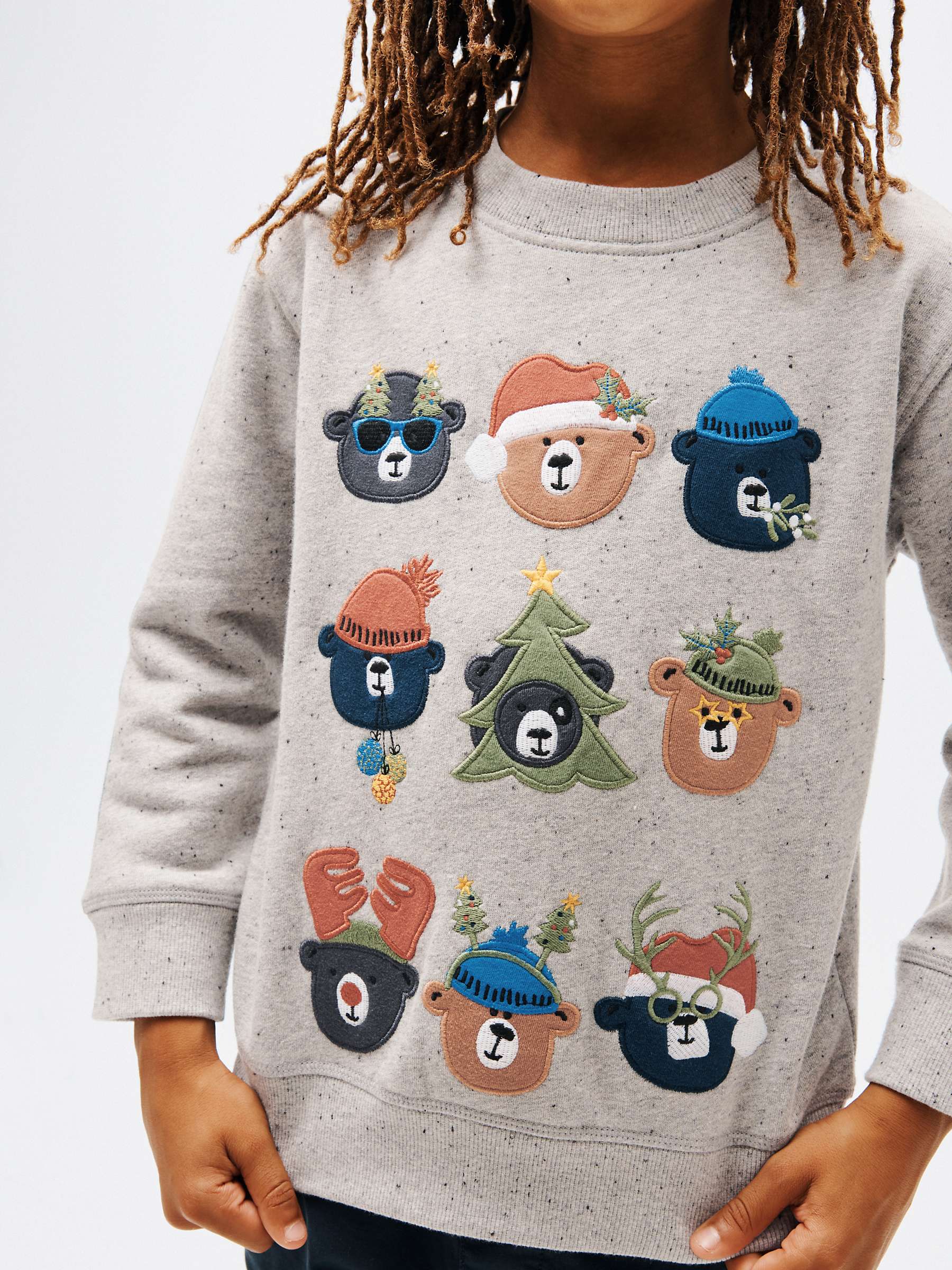 Buy John Lewis Kids' Christmas Bears Sweater, Grey Online at johnlewis.com