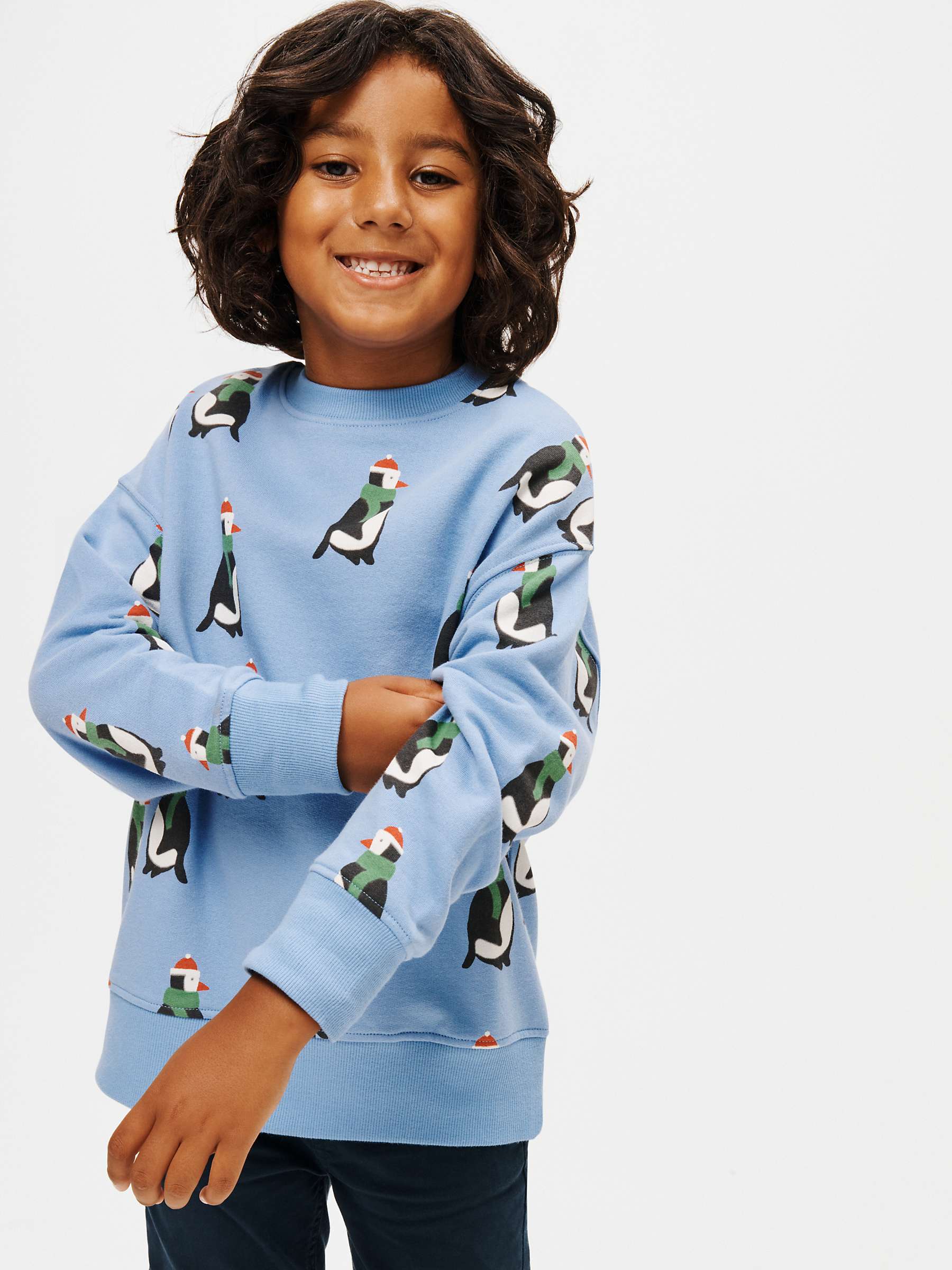 Buy John Lewis Kids' Penguin Graphic Sweater, Blue Online at johnlewis.com