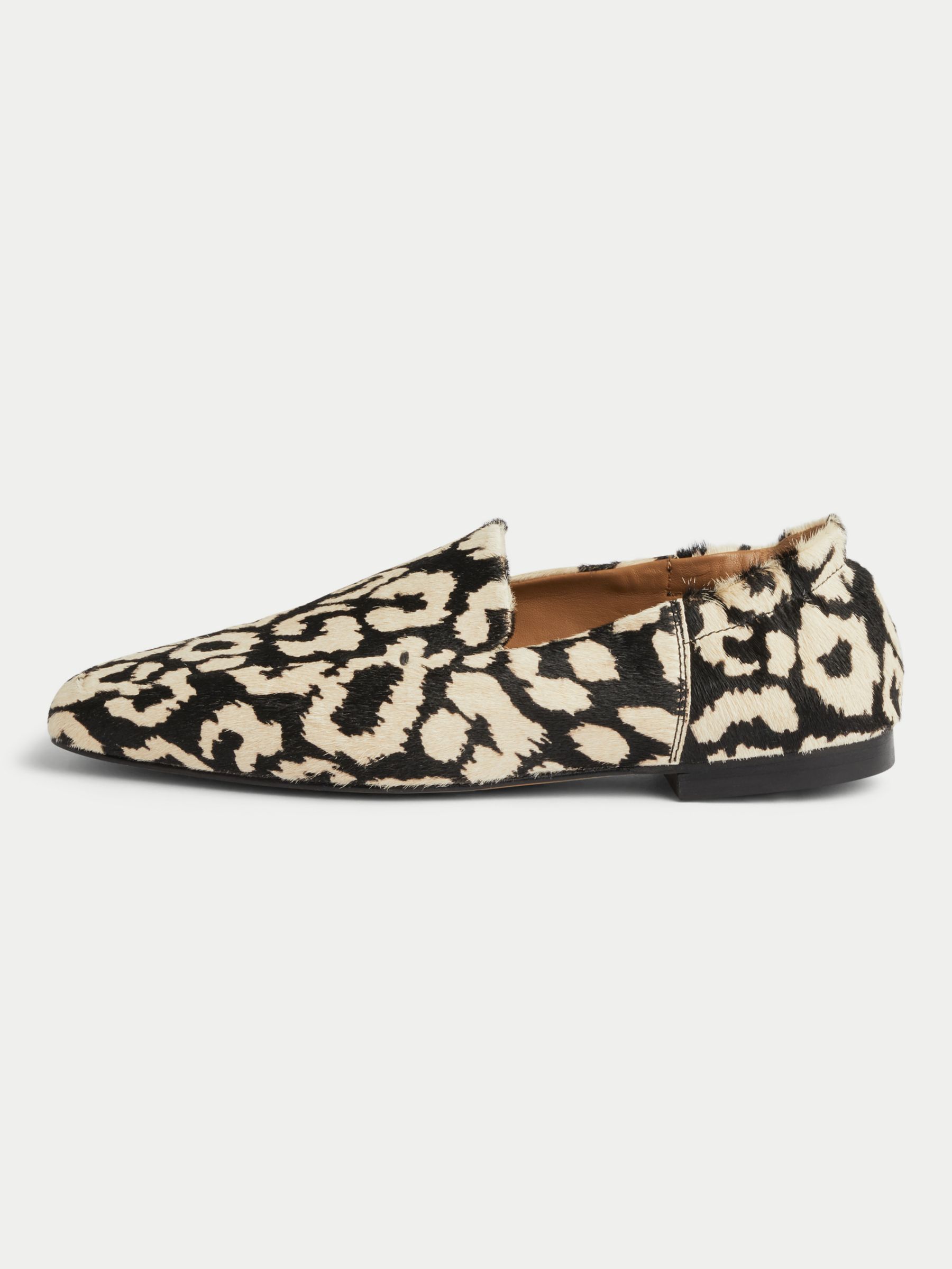 Jigsaw Chester Leather Leopard Print Loafers, Black