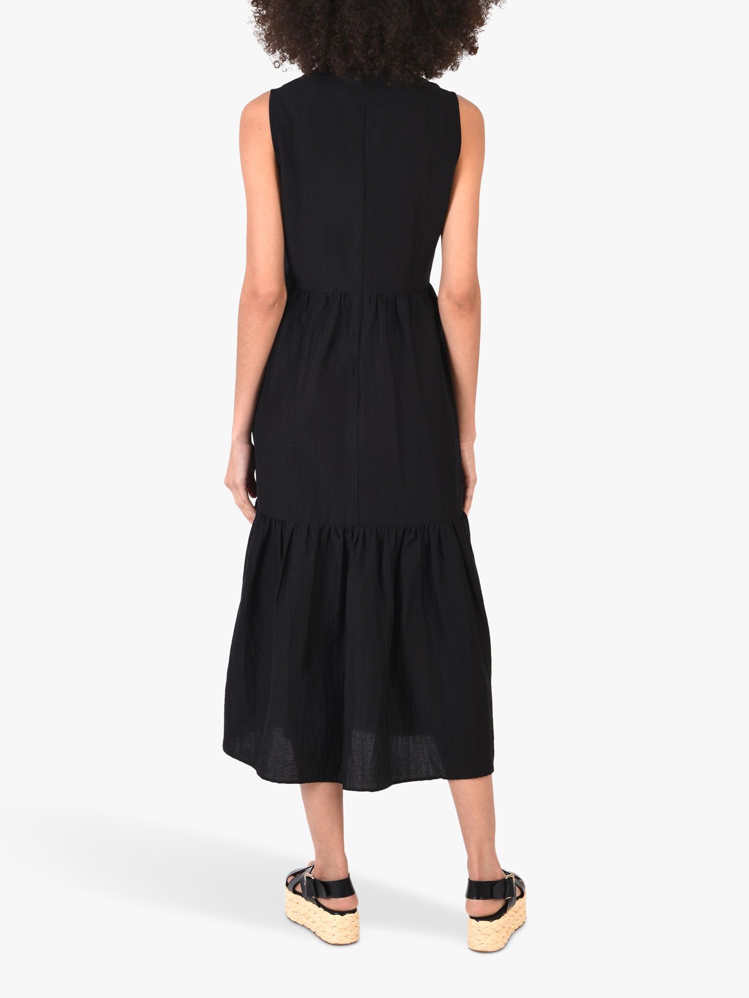 Ro&Zo Linen Blend Tiered Midi Dress