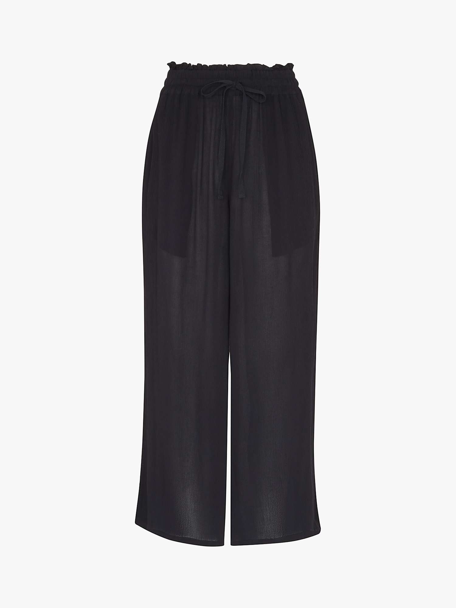 Whistles Imogen Fluid Cropped Trousers, Black at John Lewis & Partners