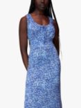 Whistles Summer Cheetah Jersey Dress, Blue/Multi