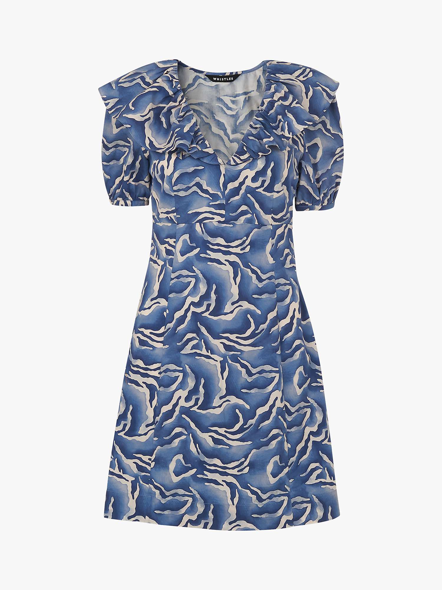 Buy Whistles Watercolour Zebra Print Dress, Blue Online at johnlewis.com