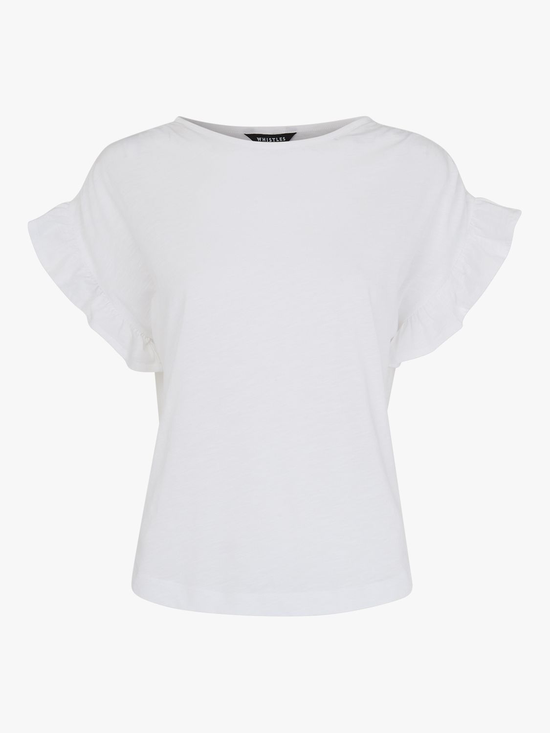 Whistles Drawstring Shoulder Frill Sleeve Top, White at John Lewis ...