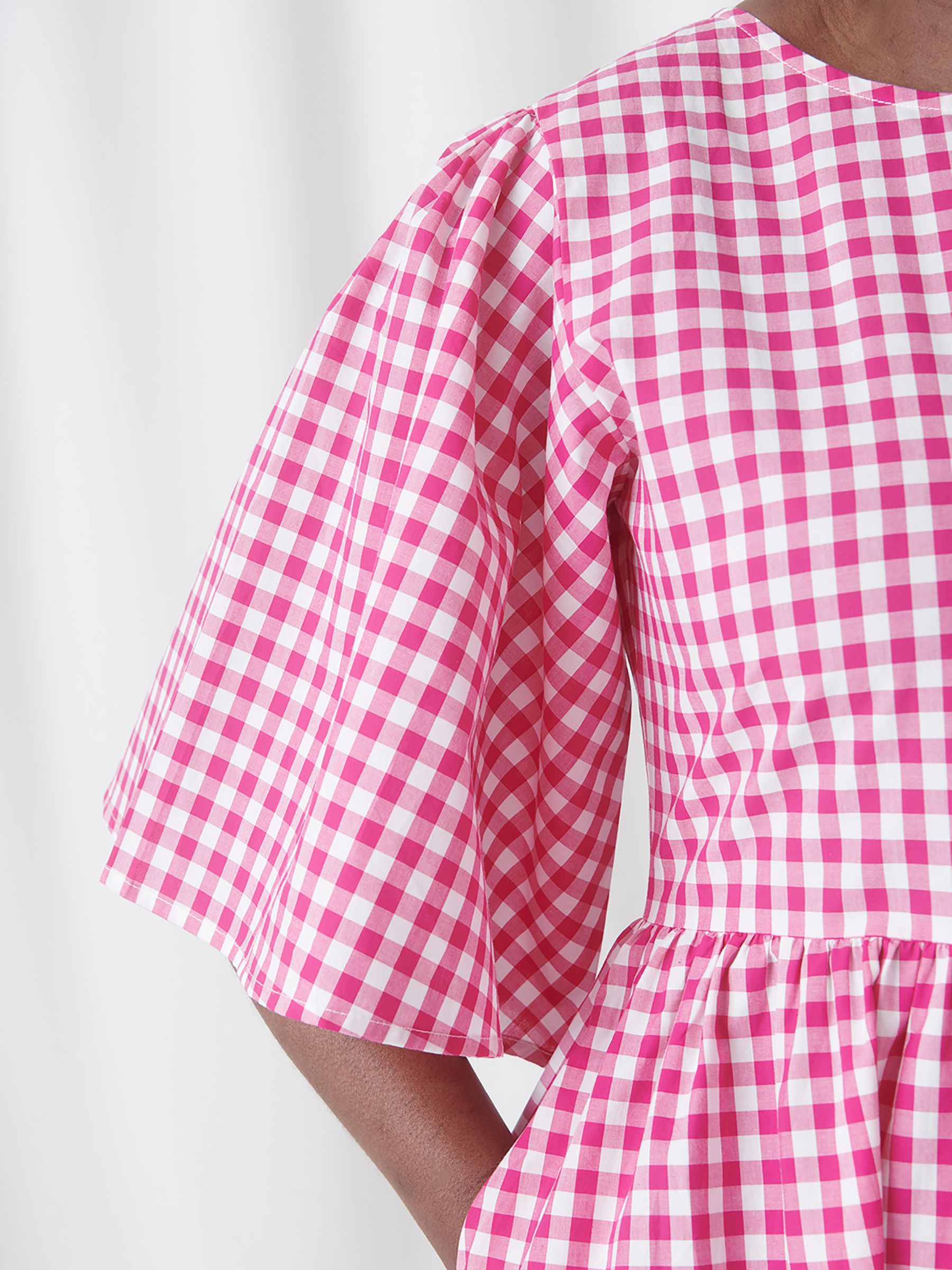 Kemi Telford Kate Check Print Cotton Midi Dress, Raspberry Pink, S