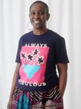 Kemi Telford 'Always Fabulous' Organic Cotton T-Shirt, Navy/Multi