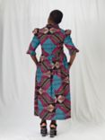 Kemi Telford Amber Print Cotton Midi Dress, Blue/Multi, Blue/Multi