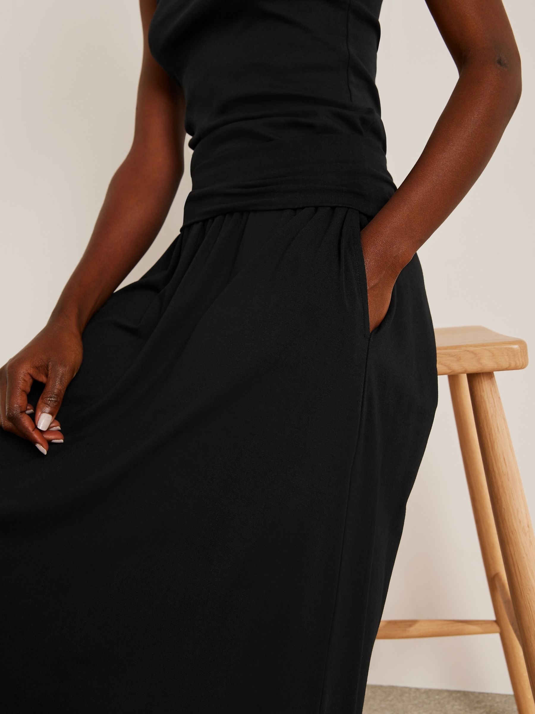 Buy John Lewis Plain Knee Length Jersey Skirt, Black Online at johnlewis.com