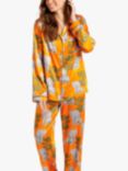 Chelsea Peers Elephant Satin Pyjama Set, Orange