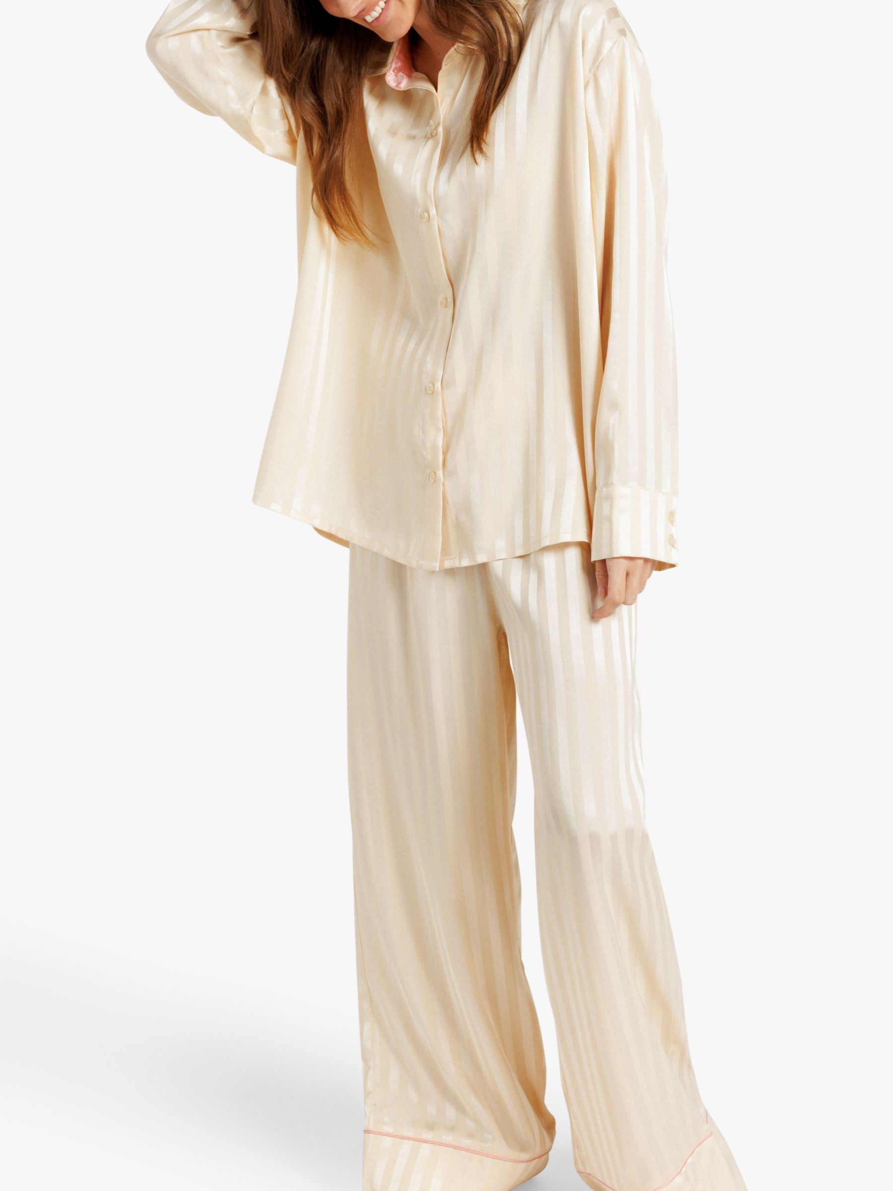 Elegant Silk Bridal Pajama Set - Beige