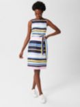Hobbs Jaci Stripe Linen Dress, Navy/Multi