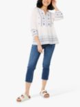 FatFace Elise Embroidered Blouse, White/Navy