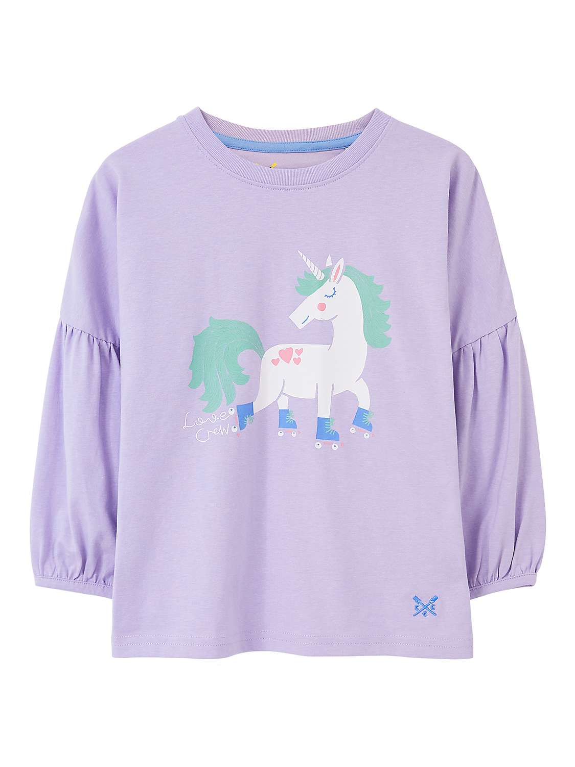 Buy Crew Clothing Kids' Unicorn Long Sleeve Top, Lilac Online at johnlewis.com