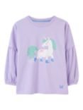 Crew Clothing Kids' Unicorn Long Sleeve Top, Lilac