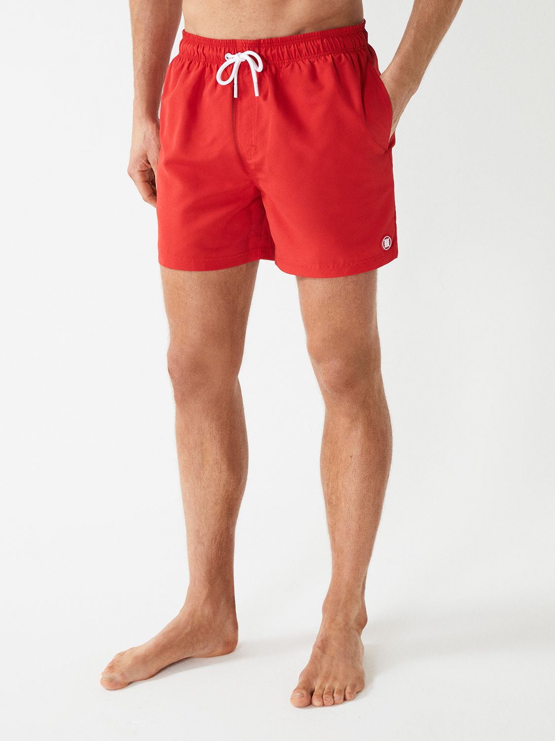 Reiss Wave Plain Drawstring Swim Shorts, Bright Red at John Lewis ...