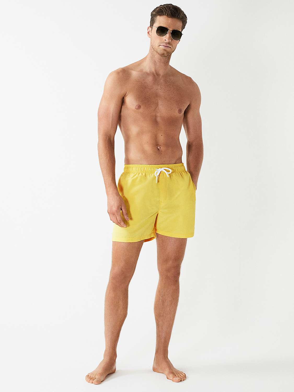Reiss Wave Plain Drawstring Swim Shorts, Lemon at John Lewis & Partners