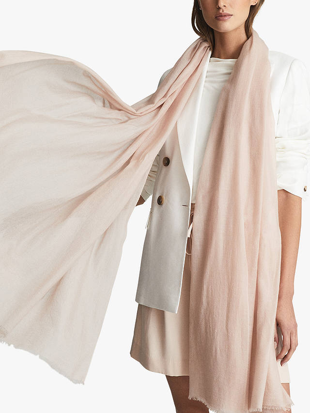 Reiss Heidi Wool and Cashmere Scarf, Blush