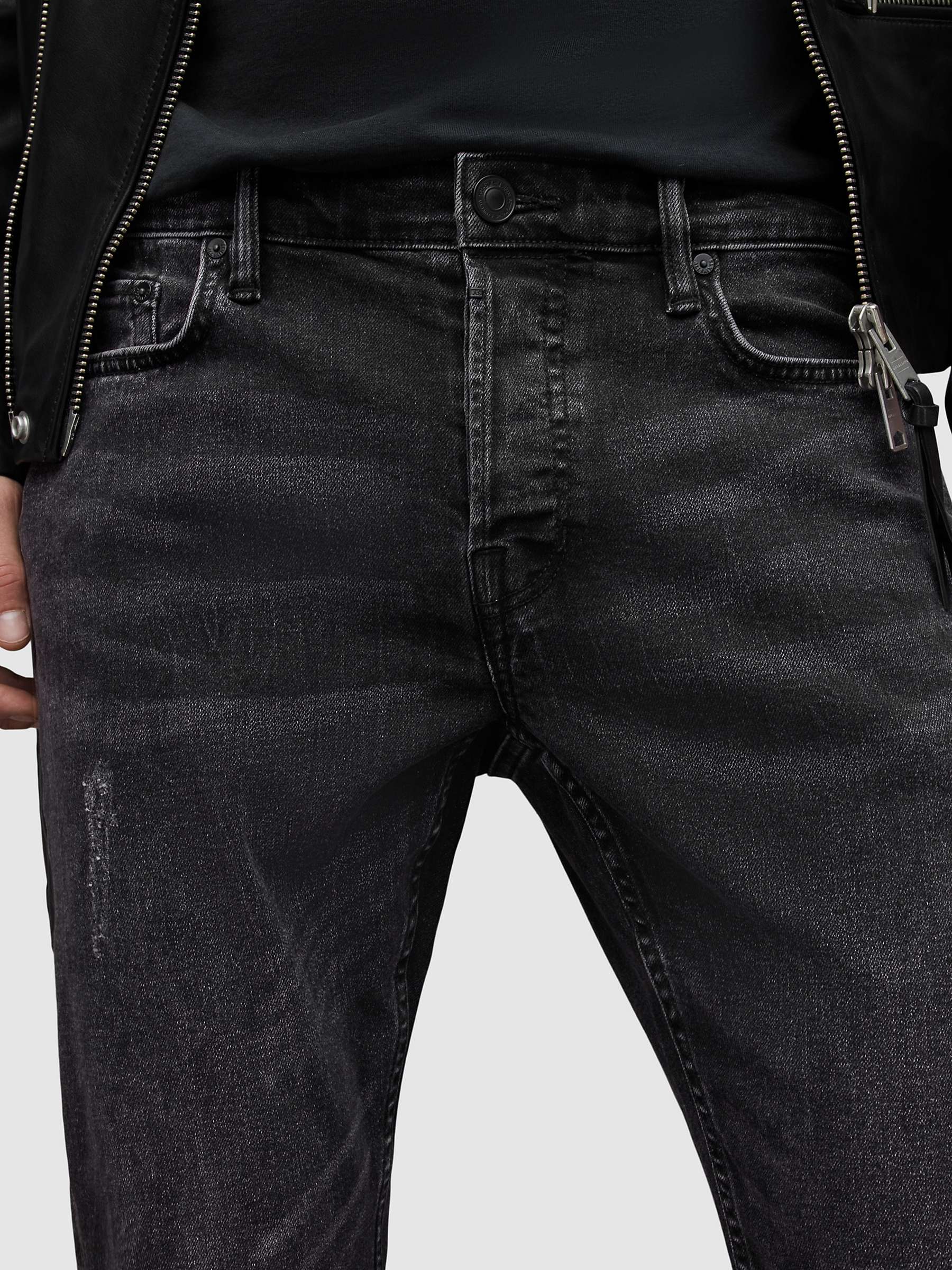 Buy AllSaints Rex Slim Fit Jeans, Washed Black Online at johnlewis.com
