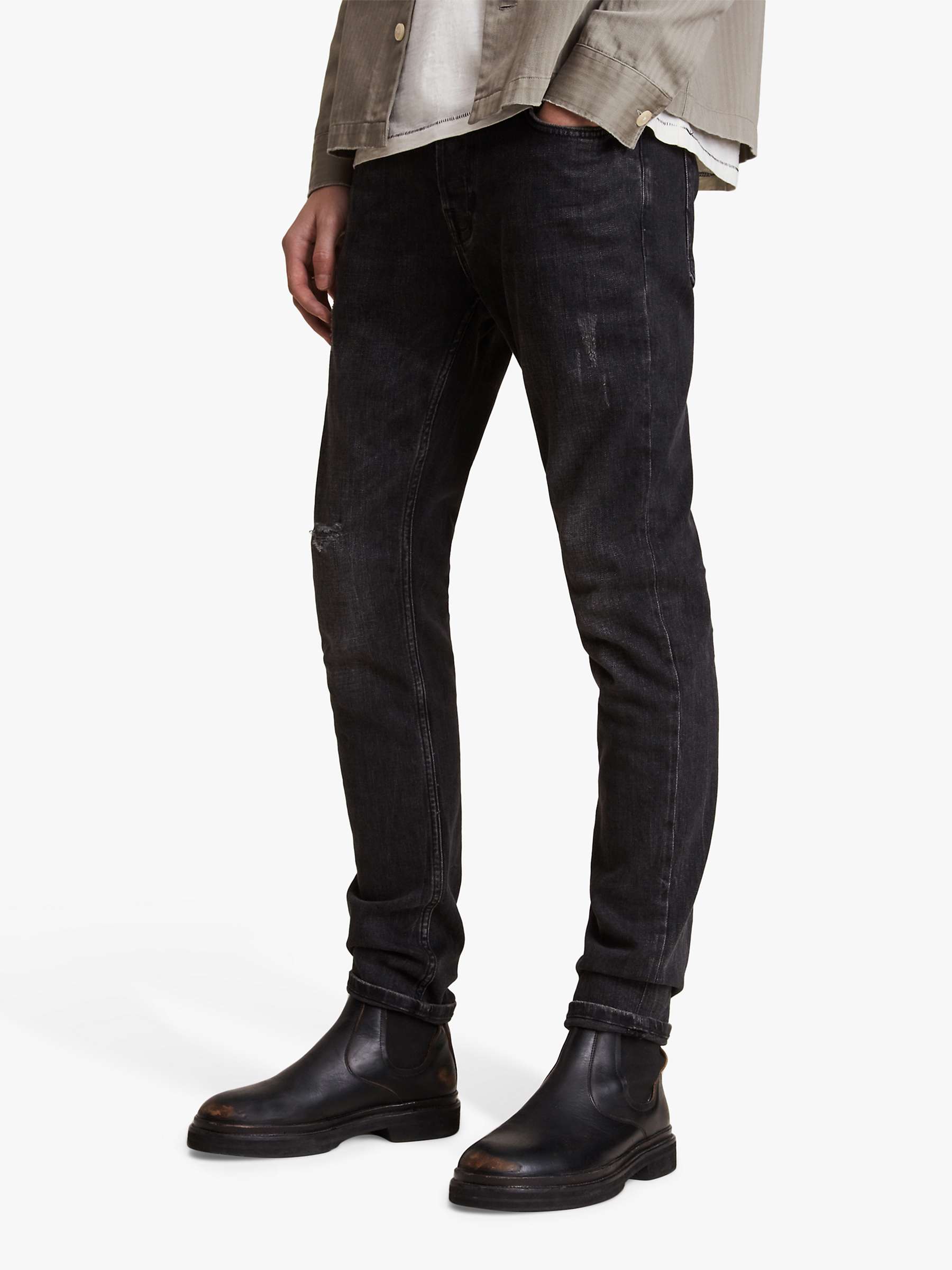 Buy AllSaints Rex Slim Fit Jeans, Washed Black Online at johnlewis.com