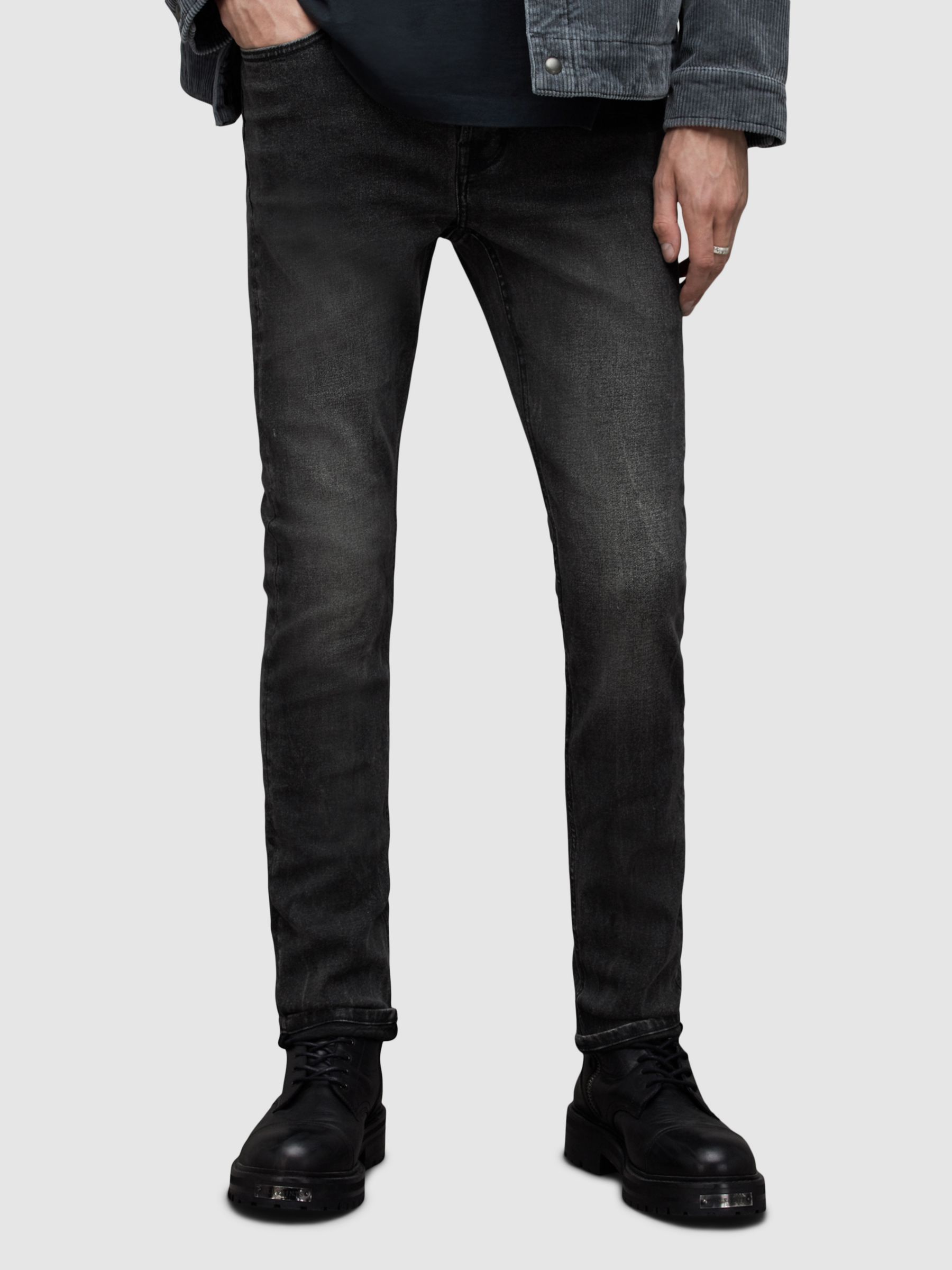 AllSaints Cigarette Skinny Fit Jeans, Washed Black, W28/L30
