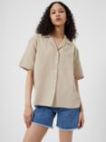 French Connection Ahia Short Sleeve Linen Shirt, Wild Wheat